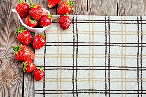 Oakias Terry Dish Cloths Brown (12 Pack, 12 X 12 Inches) – Cotton Dish Towels – 360 Gsm – Highly Absorbent & Quick Drying Kitchen Towels – Multi Check Style #TOP6