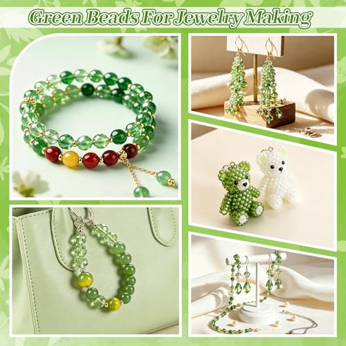 Cuentas redondas de cristal verde para hacer pulseras de forma fácil y rápida 7