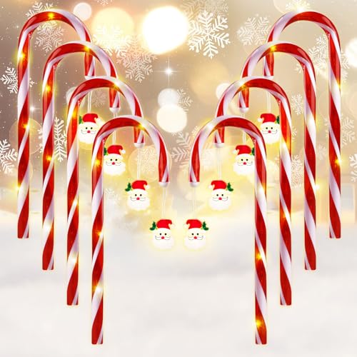 Sporgo 8 Stück Zuckerstangen Lichterketten Weihnachtsweg:...