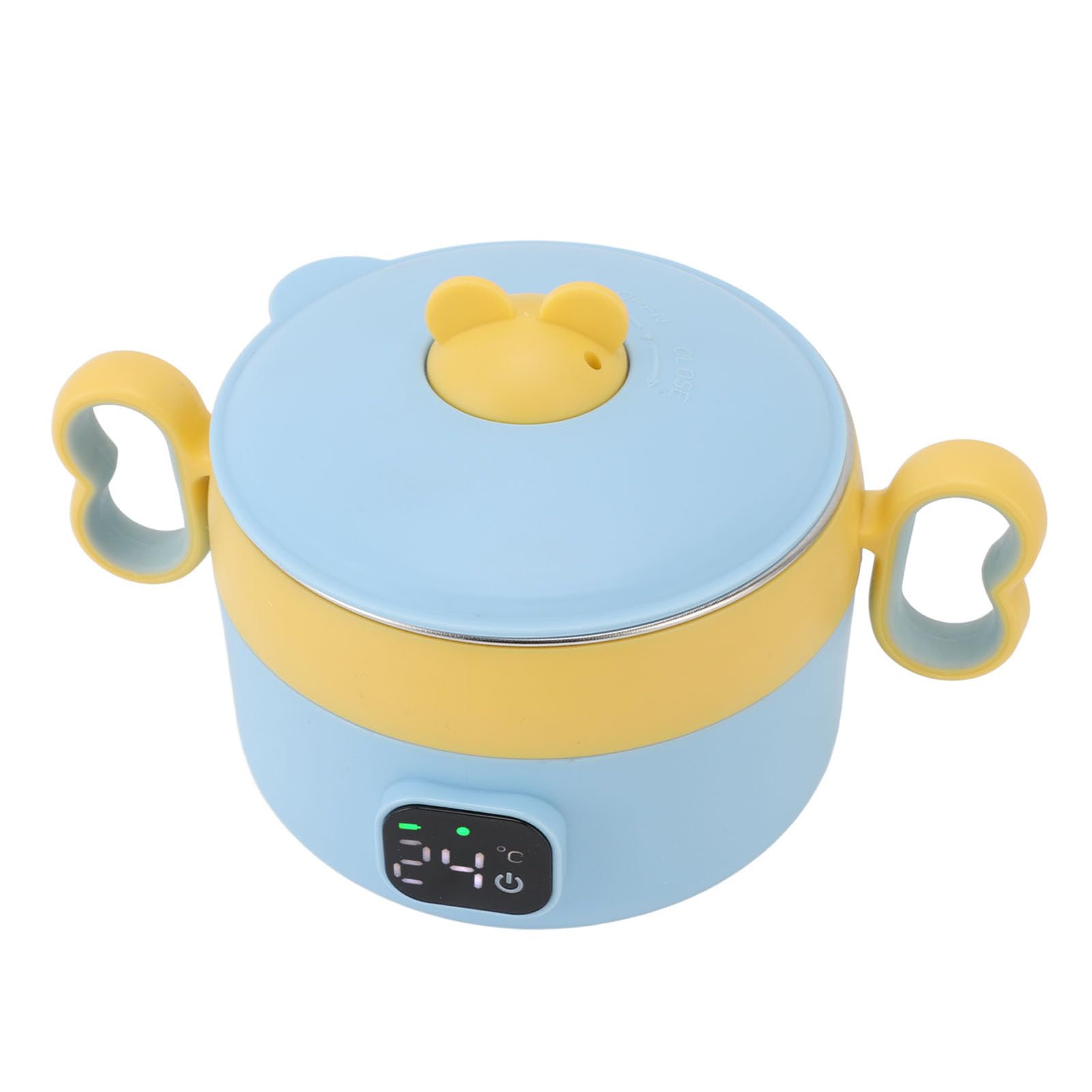 Annadue Ciotola Scaldavivande Elettrica, Scatola per il Pranzo Isolata in Acciaio Inossidabile con Riscaldamento Ricaricabile Tramite USB, Ciotola Portatile Automatica a Temperatura Costante per