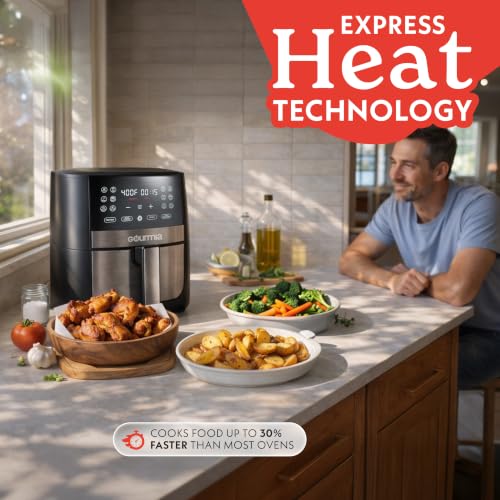 Image of Gourmia 8 Qt Digital Air Fryer GAF826 - XL Capacity with 12 One-Touch Presets, Nonstick Dishwasher Safe Basket, Oil-Free Cooking, ETL-Certified, Sleek Black Finish