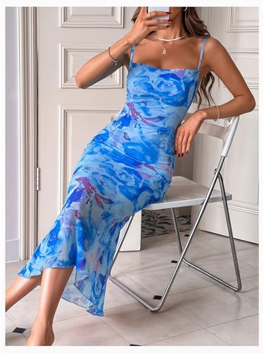 Image of GORGLITTER Women's Floral Wedding Guest Bridal Shower Cocktail Midi Dress | Wedding Dresses for Bride, Bridesmaid Dresses, Orange Dress Women, Vacation Dresses for Woman