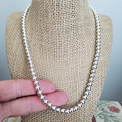 Verona Jewelers Sterling Silver 7MM 8MM Italian Ball Chain Necklace - Handmade Silver Bead Necklace4