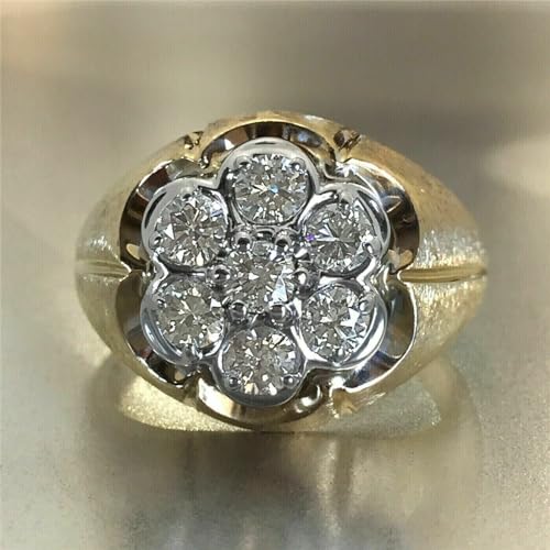 JewelCraft Haven 3Ct Round Cut Lab-Created Diamond Men's Wedding Cluster Ring, 14K Two-Tone Gold Finish2