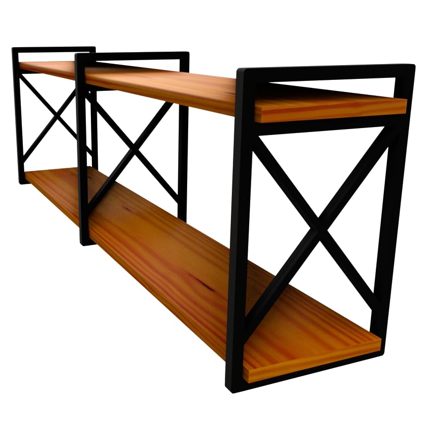 Prateleira Estilo Industrial 115x20cm com Madeira Maciça