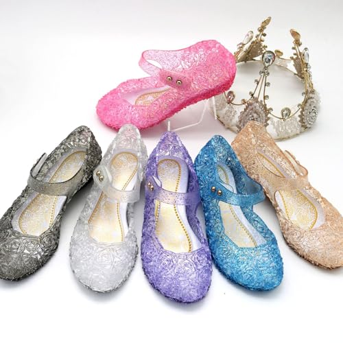 Flat Mary Jane Ball Role Play Shoes,Snow Queen Princess Birthday Sandals,Glitter Sandals for Toddlers,Little Kids3