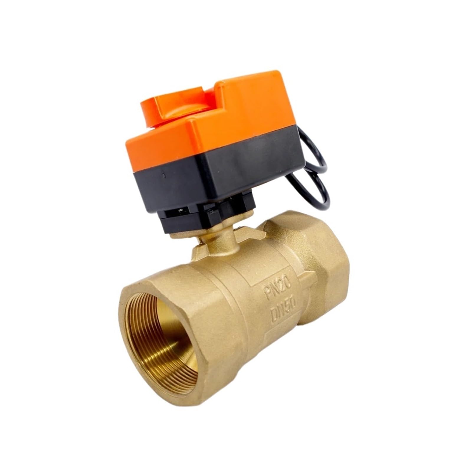 PEQYUACTE 1PCS DN50 AC220V 2-way 3-wire electric actuator brass ball valve low pressure 1.6Mpa electric ball valve