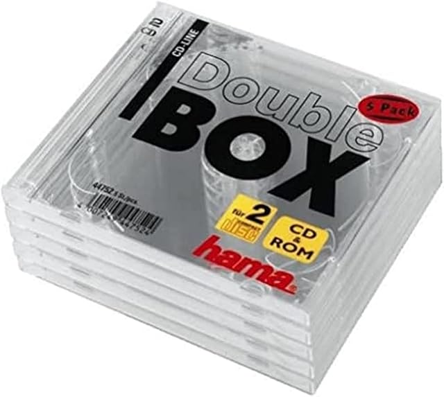 Hama Standard CD Double Jewel Case, pack of 5, transparent