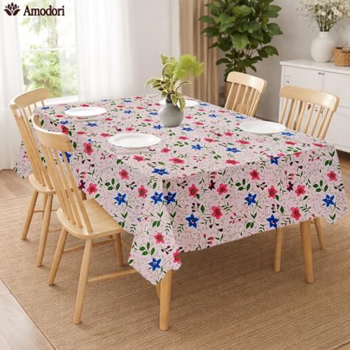Image of Waterproof Dining Table Cover | PVC Table Protector | Dustproof Spill Proof Cover for Home & Kitchen (floral-24, 40x60 Inches (4 Seater))