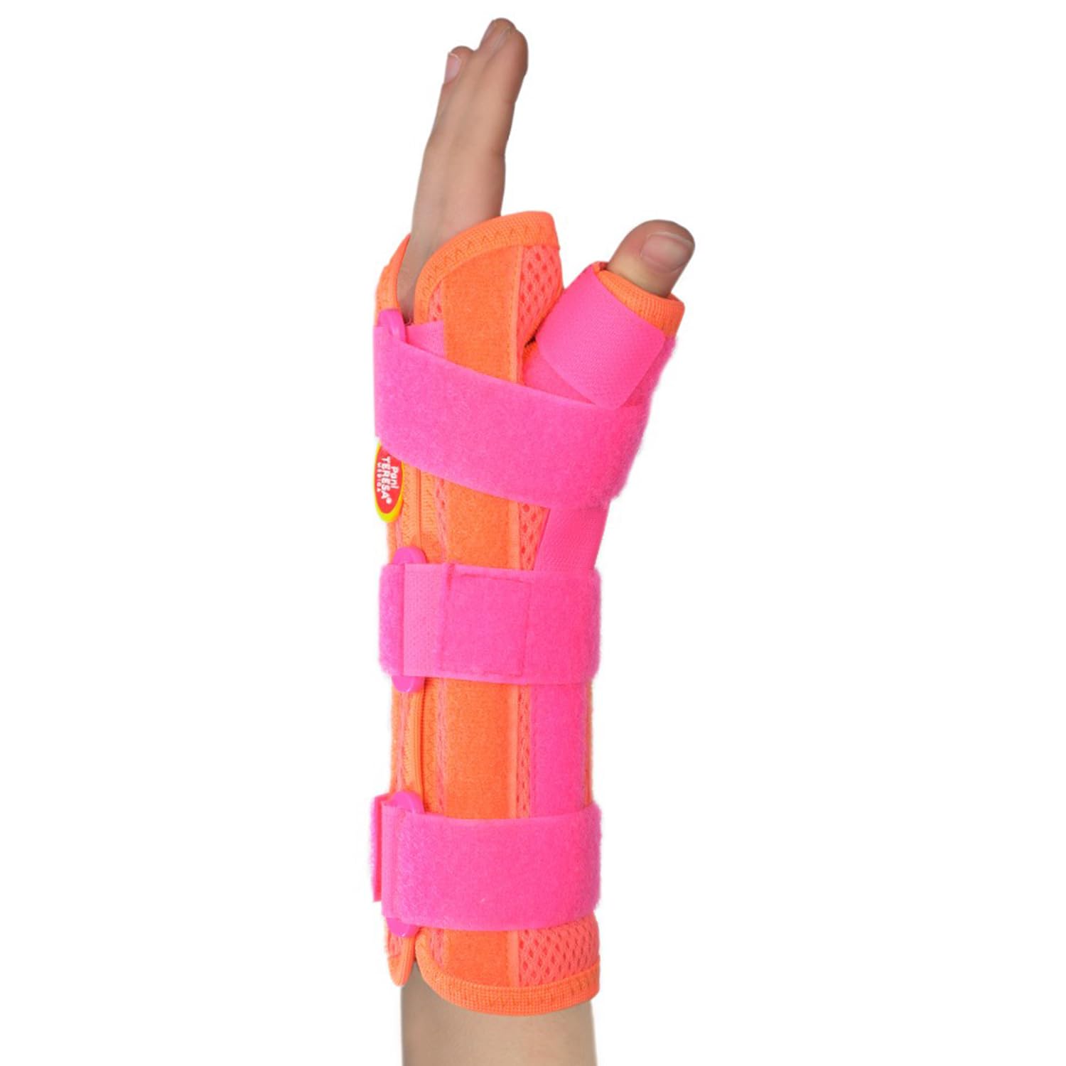Tutore Polso 2in1 Ortopedico Universale Regolabile Destro Sinistro Bambini e Adolescenti Bendaggio Per Polso Con Pollice 11-14 cm Corallo