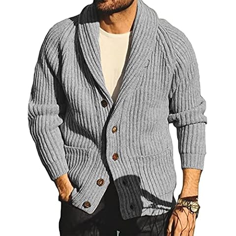 FUERI Chaqueta de Punto Grueso para Hombre Cover