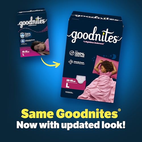Image of GoodNites Girls Nighttime Underwear, Size Large, 11 Ct