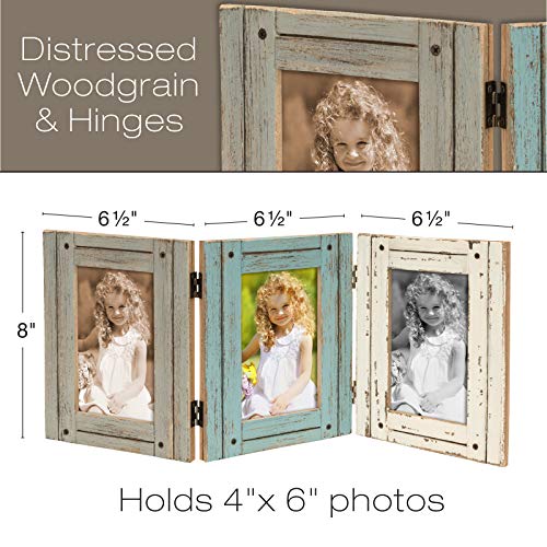 EXCELLO GLOBAL PRODUCTS Hand Painted Rustic Three Picture Frame: Holds Three 4x6 Photos - EGP-HD-0023 - Image 3