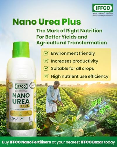 Image of Nano Urea plus Liquid Nitrogen 20% Soil Application & Water Soluble For All Plants & Garden 500 Mlx2 Bottles, (1 L, Liquid)