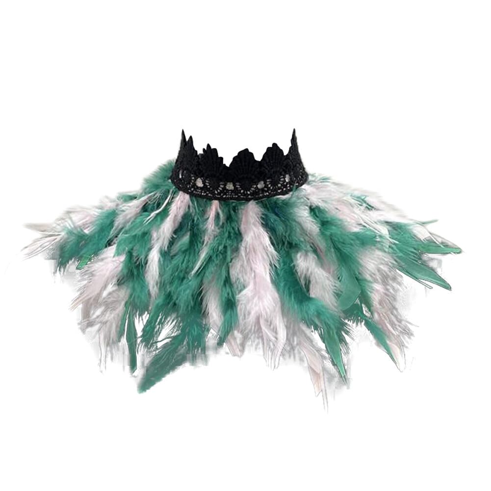 Uposao Feather Collar Shawl Feather Choker Cloak Natural Feather Collar Props For Cosplay Party Performance Model Walk Halloween Ball Feather Collar Shawl Props
