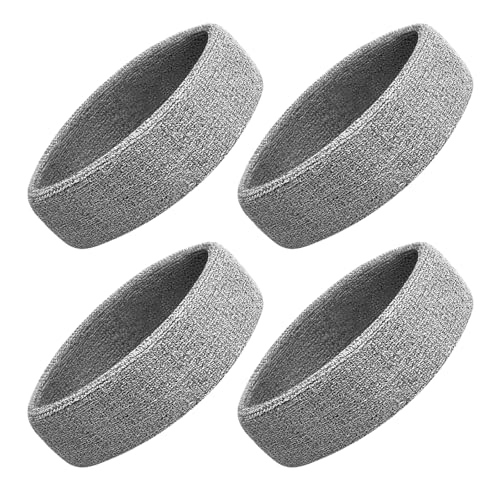 Image of Sweatbands Sport Headbands for Men & Women, 12 Pcs Sweat Head Bands Moisture Wicking Sport Headband Cotton Sweatbands for Basketball, Athletic Exercise, Running