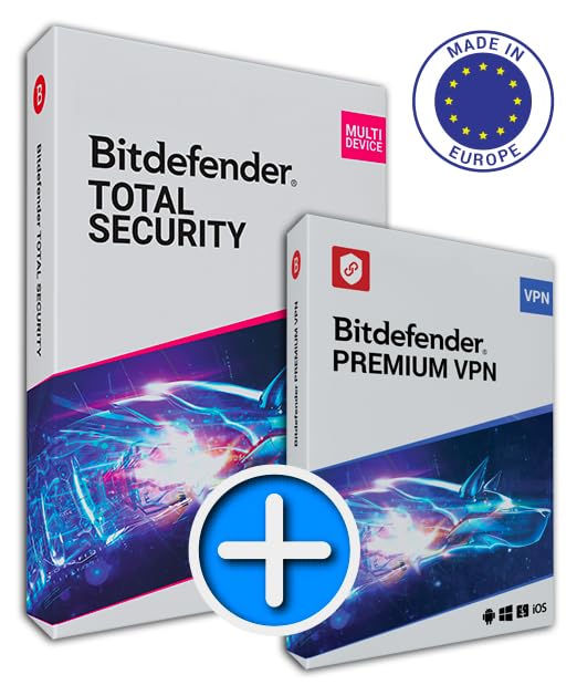 Bitdefender Total Security + Premium VPN | Antivirus Complet & Protection de la Vie Privée en Ligne | Sécurité Multi-Appareils pour Windows, macOS, Android...