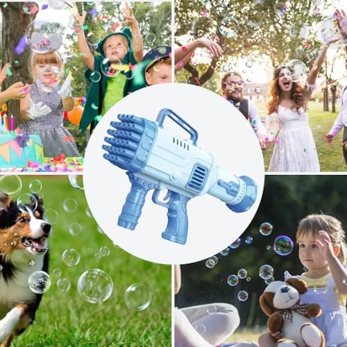 Image of VGRASSP 32 Holes Bubble Maker Gatling Bubble Gun Machine Toy for Kids with Bubble Solution Indoor and Outdoor Toddlers Bubble Launcher Machine for Girls and Boys - Multicolor (Color As Per Stock)