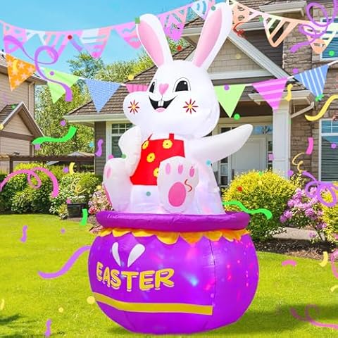 VIKIMORA 5FT Easter Bunny Inflatable Outdoor Decorations Cover