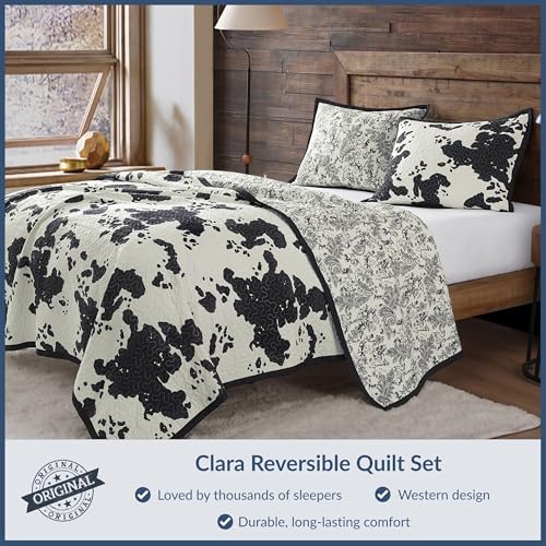 Image of Indigo Hill by HiEnd Accents Clara 2 Piece Twin Black Cow Print Quilt Set