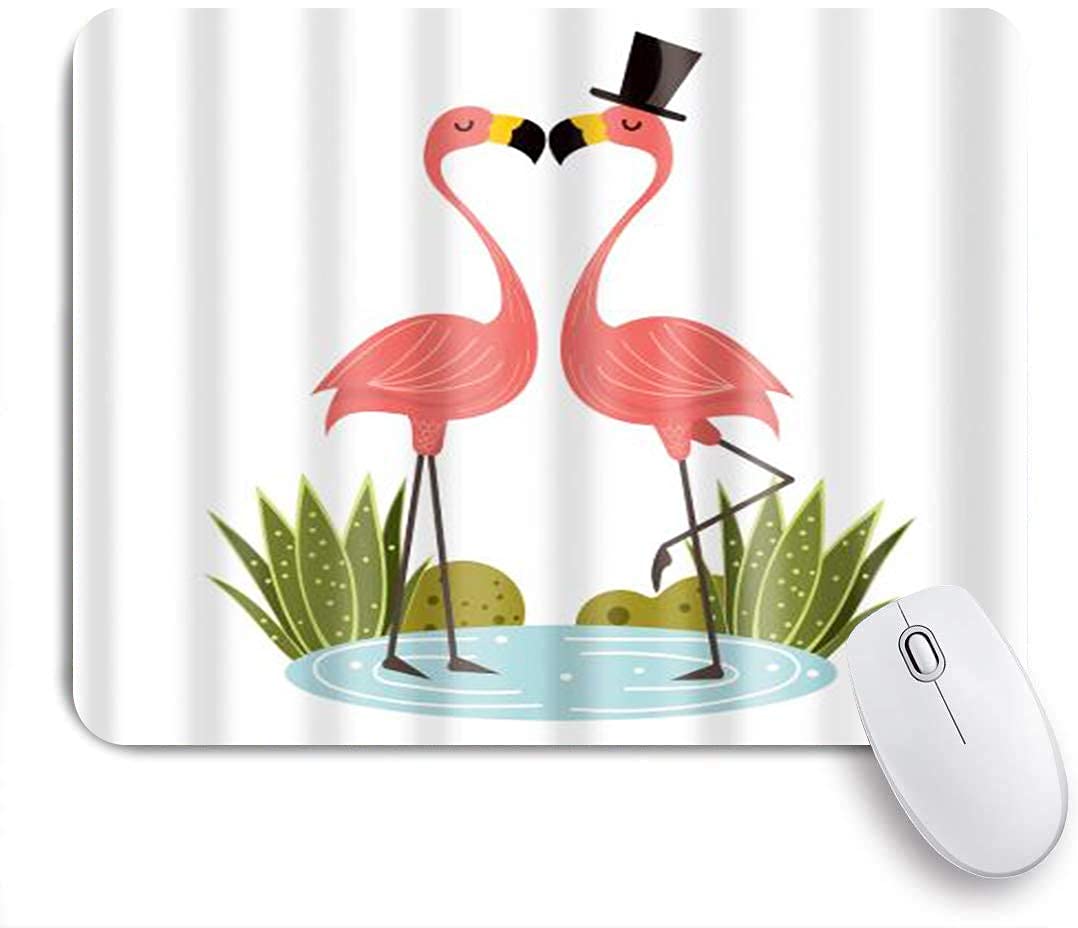 Mouse pad animal flower pattern tropical pink flamingo in the water fall in love customized art mousepad non-slip rubber base for computers laptop office desk accessories