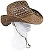 Melesh Adult Sun Straw Western Cowboy Hat (Coffee)