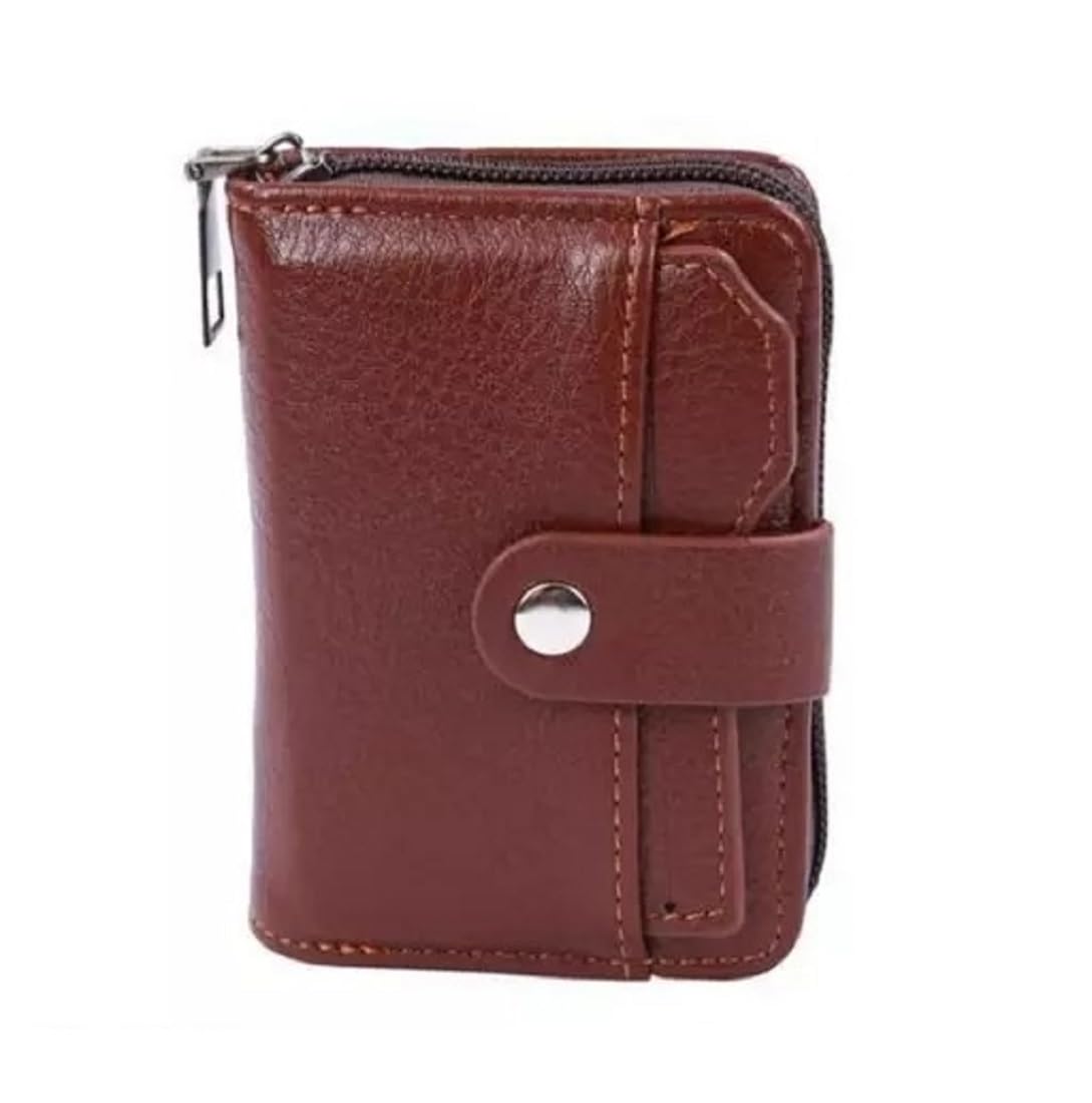 Unique Unisex Genuine Leather Wallet with Zipper | RFID Blocking Card Holder Zipper Wallet(Brown)-image-20