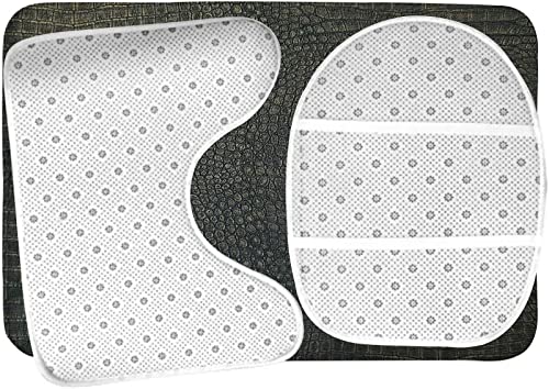 Badezimmerteppich-Set aus 3 Teilen, einzigartiger Bezug Krokodil schwarz Kupfer metallisch strukturiert, waschbarer Badteppich, rutschfest, mit Rückenpolster, Konturteppich und Toilettendeckelbezug – Bild 6
