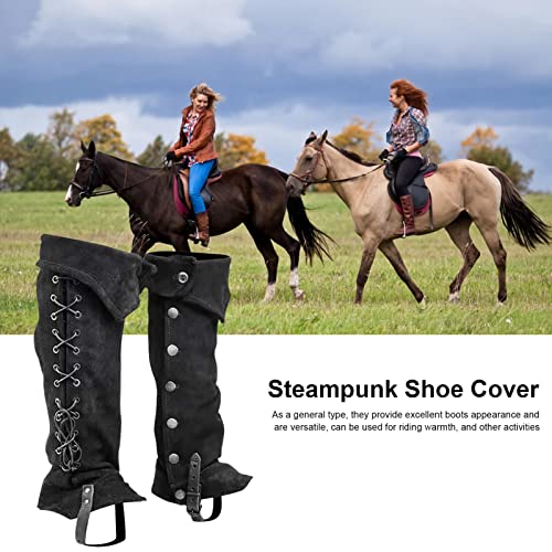 Royalo Brown Costume Boots Accessories Renaissance Boots Cover Adjustable Steampunk Shoe Cover Men's Renaissance Boot Tops Costume Accessory With Silver Buttons For Adults And Teens (Black Or Brown) #TOP1