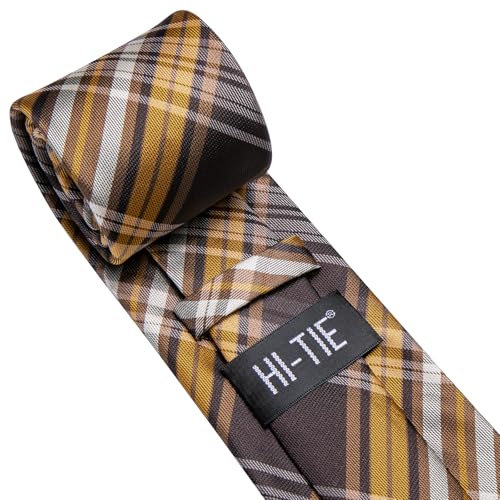 Image of Hi-Tie Men Ties Sets Silk Stripe Paisley Necktie Pocket Square Cufflinks for Business Wedding