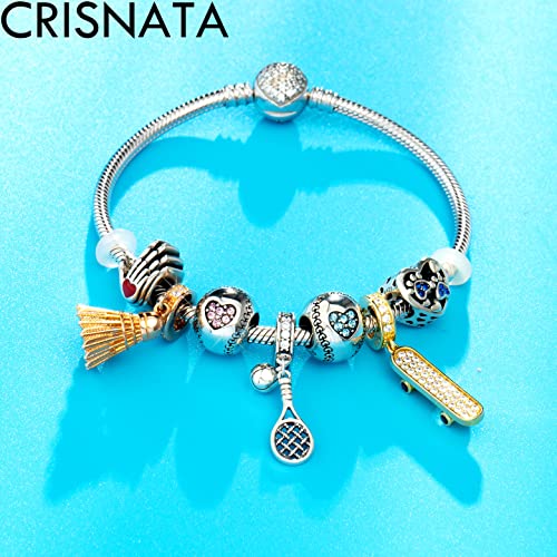 Sport and Hobby Theme Charms, 925 Sterling Silver Rose Gold Coffee Cup, Tennis and Racket, Golden Champion Trophy Cup Beads, fits European Bracelet Necklace, Birthday Gifts for Children/Friend/Son/Daughter4