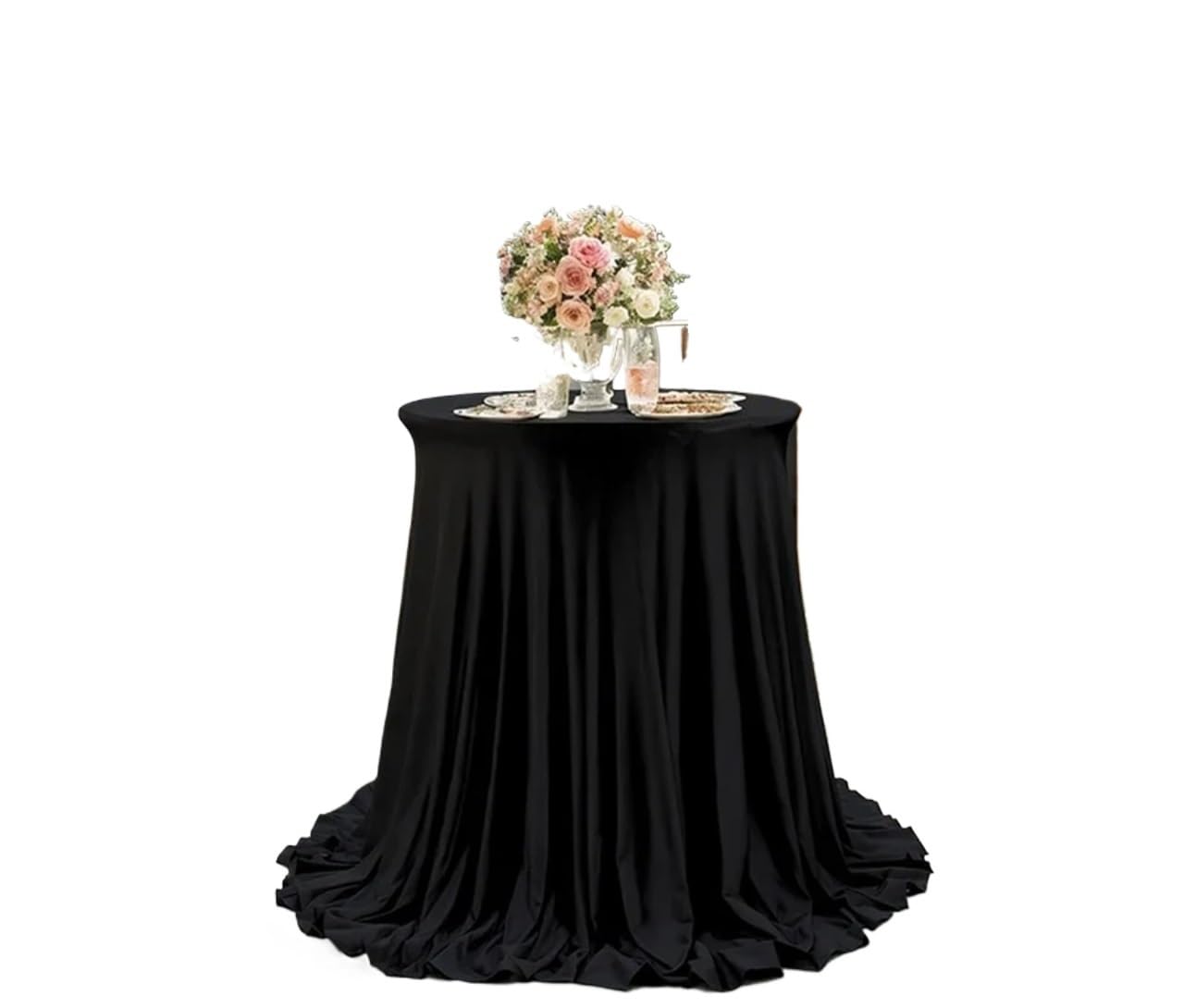 ZNTIHZ Round Tablecloth Table Skirt Cocktail Cover For Hotel Party Wedding Tablcloth Decoration For Wedding Party Banquet(Black,80x110CM)