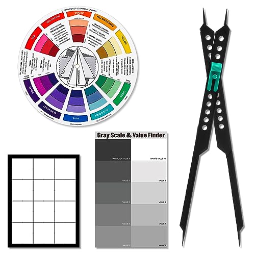 Nezyo Proportional Divider Color Finder Wheel for Artists Viewfinder Gray Scale Value Finder Artist Value Locator Pocket Drawing Tools Kit