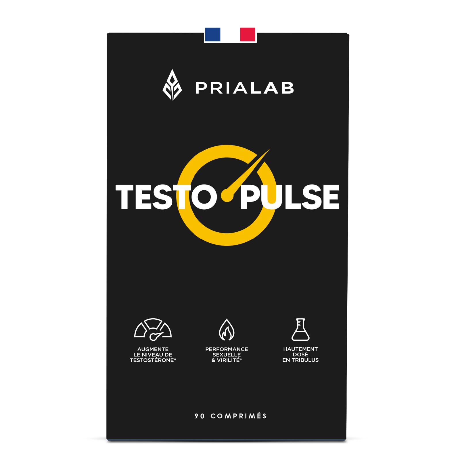 Testo Pulse | Booster Testostérone Naturel | Tribulus, Maca, Ginseng, Fenugrec et Zinc | Performance Masculine | Libido, Virilité & Musculation | Énergisant Puissant | 90 Comprimés Vegan | Prialab