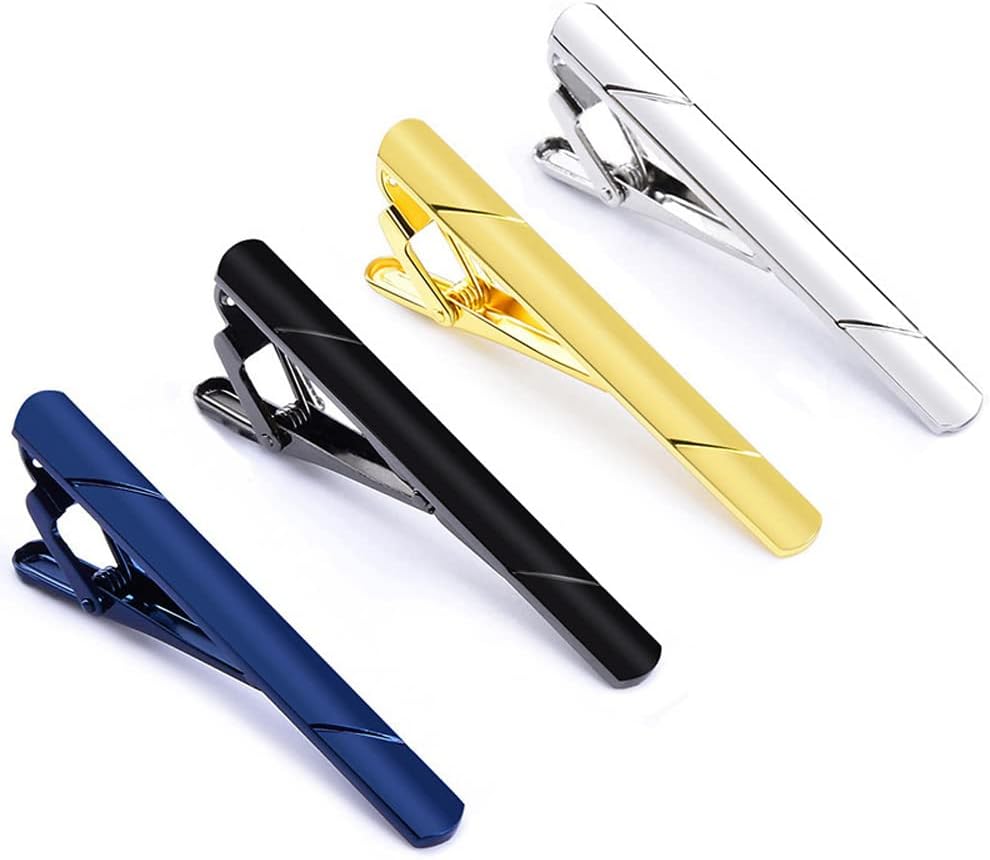 Tie Clips for Men Gold Silver Black Regular Tie Bar for Father Lover Wedding Anniversary Business and Best Gift