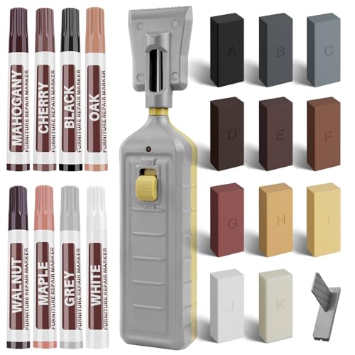 Hardwood Floor Repair Kit - 11 Colors Wood Floor Wax Furniture Touch Up Markers, Linoleum Repair Kit Cover Up Scratches, Cracks, Stains for Wood Door, Floor, Table, Cabinet, Desks