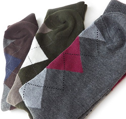 Dark Argyle Cotton Blend Dress Socks, 6 Pair/Pack4