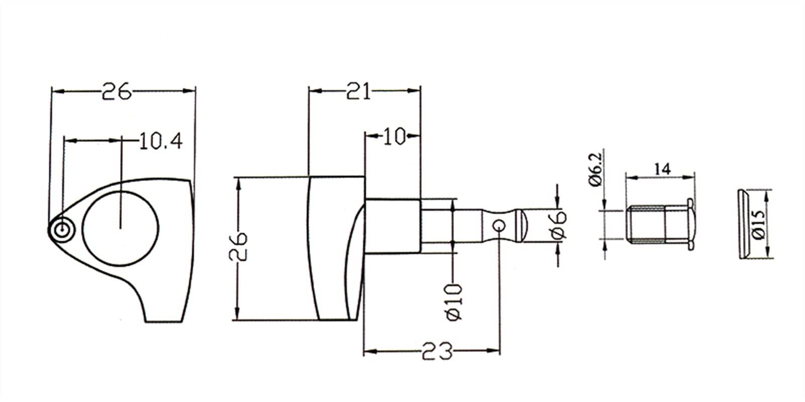 Mechanische Stimmwirbel Bakelwood Folk Guitar Fully Closed String Knob Silber Gold Quasi-Knob Shaft Winding Saitenkurbel
