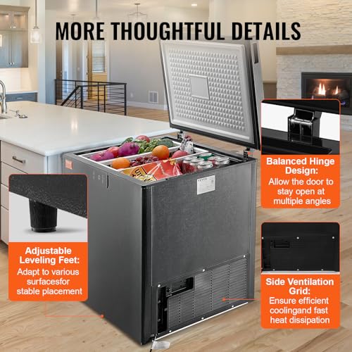 Image of VEVOR Chest Freezer, 7 Cu.ft Compact Deep Freezer, Free Standing Top Open Door Compact Freezers with 2 Removable Baskets & Adjustable Thermostat, Energy Saving & Low Noise,Black