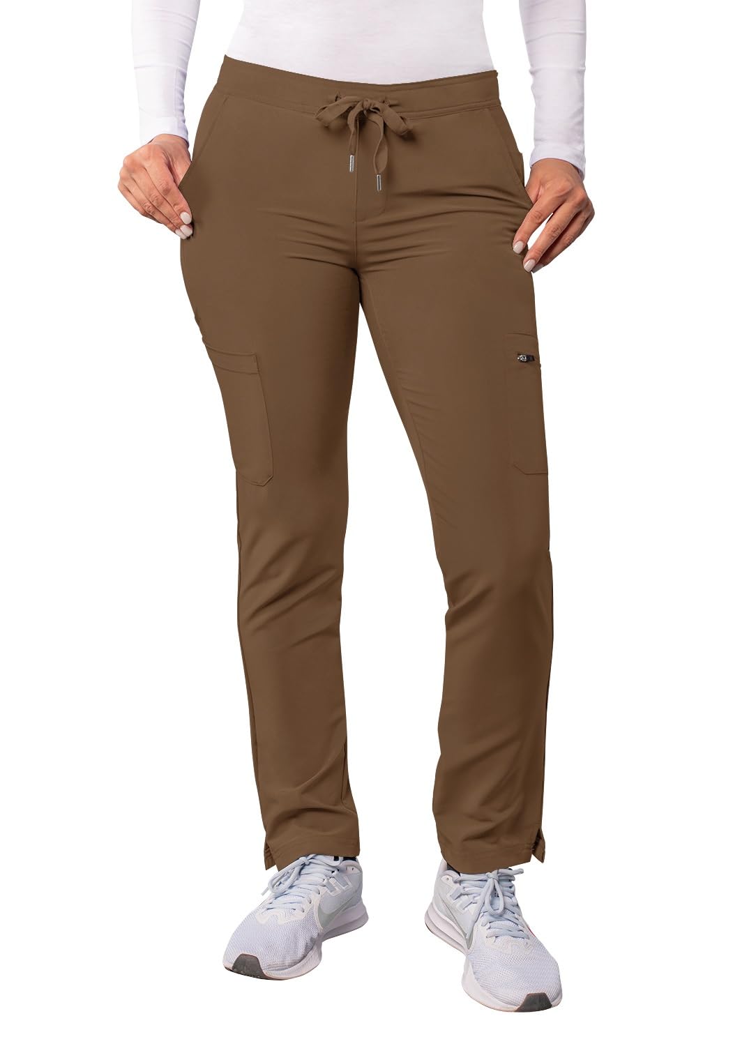 Adar Addition Scrubs for Women - Skinny Leg Cargo Drawstring Scrub Pants - A6104P - Mocha Quartz - L