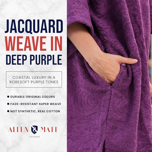 Image of ALLEN & MATE 100% Cotton Hooded Surf Poncho Changing Robe - Quick Absorbent Changing Towel with Pocket for Surfing Men Women
