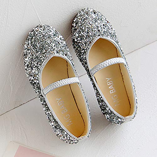 Toddler Dress Shoes,Baby Children Girls Princess Shoes Bottom Dance Sequined Leather Soft Baby Dress Shoes 1-11 Years2