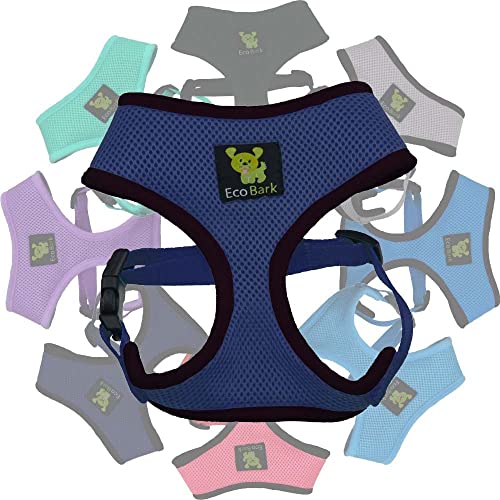 Image of EcoBark Dog Harness - Eco-Friendly Max Comfort Harnesses - Luxurious Soft Mesh Halter - Over The Head Harness Vest- No Pull and No Choke for Puppy, Small Breeds & Medium Dogs (Large, Navy)