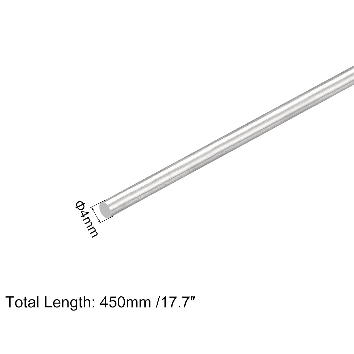 MECCANIXITY 304 Stainless Steel Round Rods, 4mm x 450mm Solid Shaft Rods for DIY Craft Model Car Helicopter Airplane, Pack of 5
