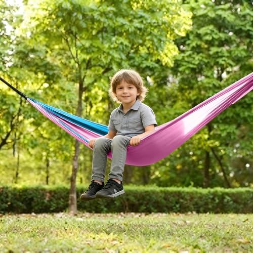 Image of Small Hammock, Camping Hammock with Mosquito Net, Lightweight Nylon Portable Hammock with 10ft Tree Straps,Hammocks for Travel Hiking Backpacking Beach Patio