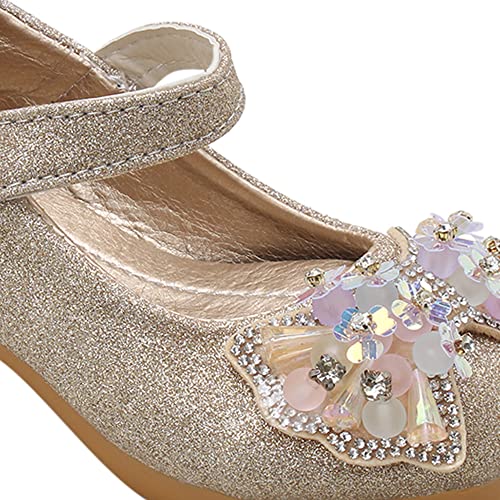 Image of Hopscotch Girls PU Applique Butterfly Mary Jane in Gold Color