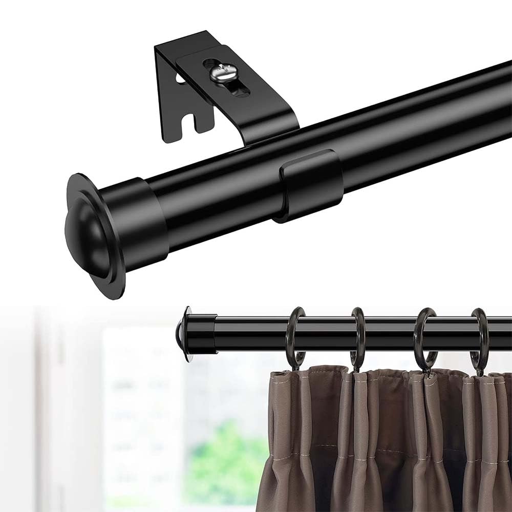 2 Pcs Curtain Rod Bracket Black Metal Heavy Duty Curtain Rod Brackets Adjustable Curtain Rod Holder Curtain Rod Hanging Brackets Wall Mounted Curtain Holder with Screws for Drapery Poles - Image 2