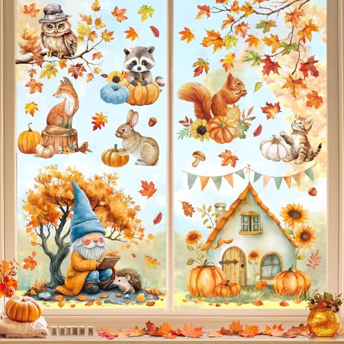 UFYTT Fensterbilder Herbst, Autumn Fensterbild Selbstklebend, Herbstdeko...