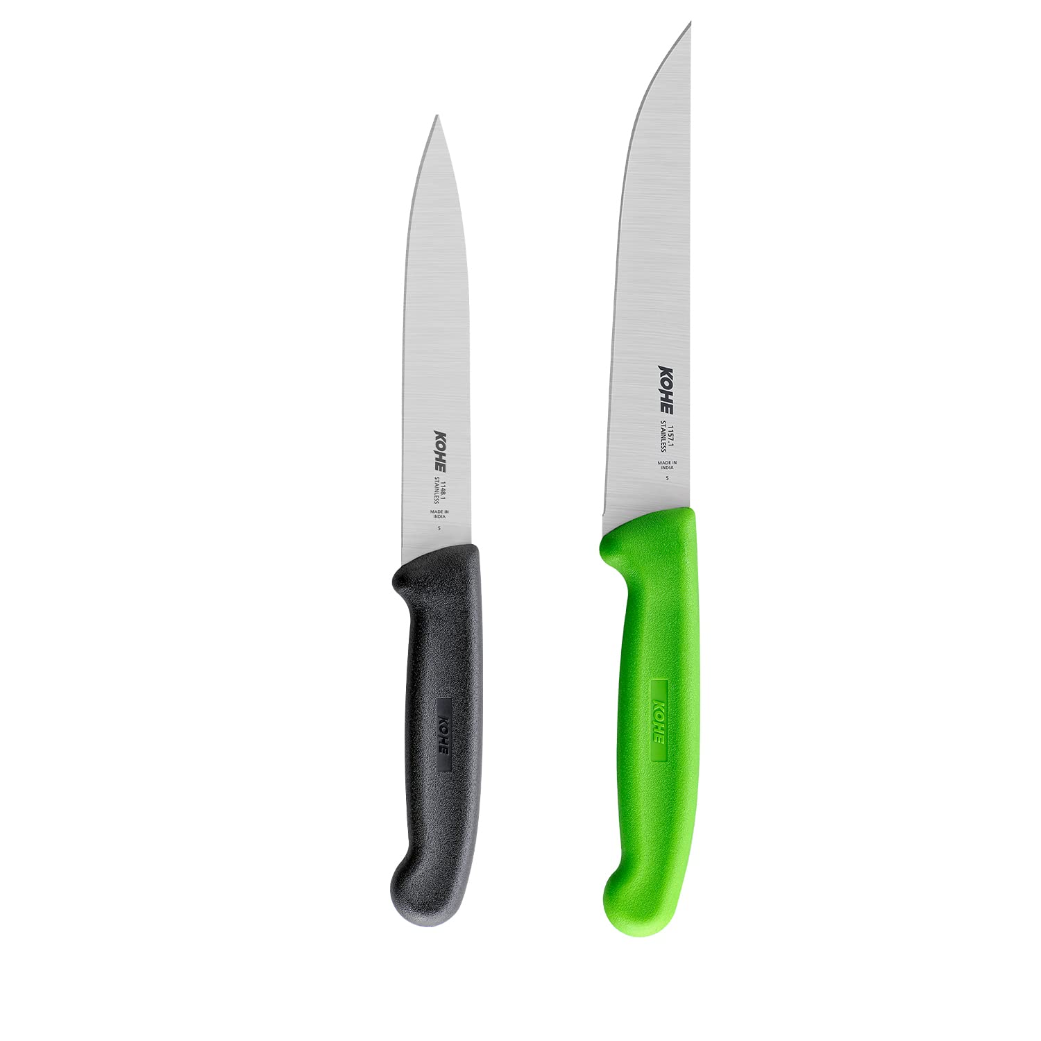 KOHE Premium Stainless Steel Utility Kitchen Knife & Straight Edged Utility Knife for Chopping & Dicing (Assorted Color, Set of 2 Knives) | Multipurpose Knife