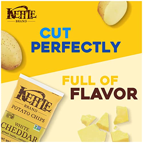Image of Kettle Brand Potato Chips, White Cheddar Kettle Chips, Snack Bag, 2 Oz (Pack of 6)